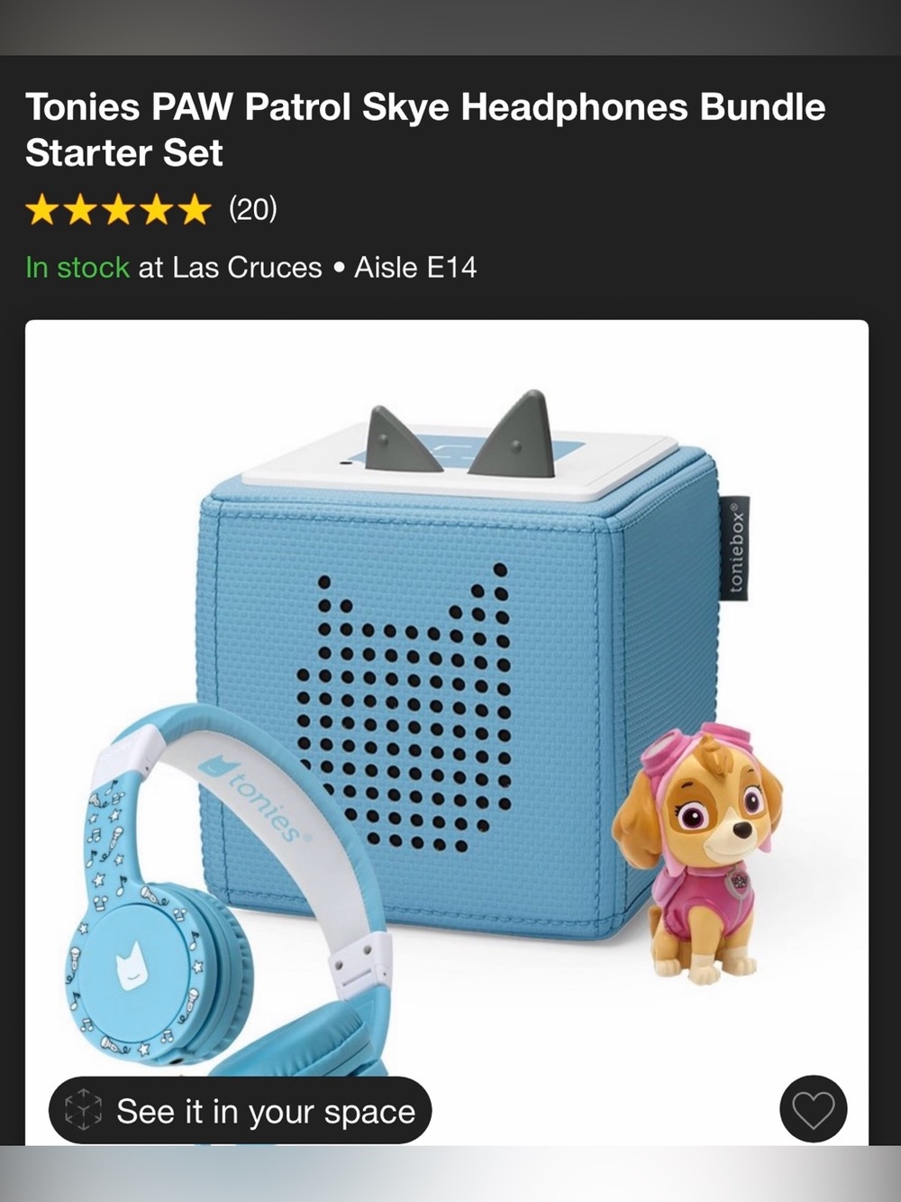 Tonies PAW Patrol Skye Headphones Bundle Starter Set - Blue